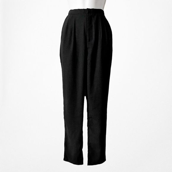 Vintage Y2K Black High Waisted Pleated Detail Tapered Trouser Pants Size S - Picture 5 of 5